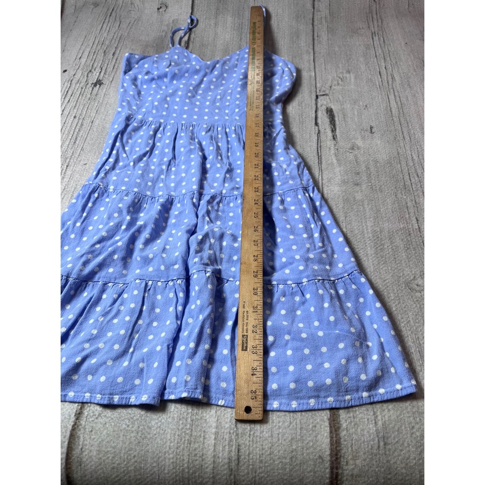 Monteau Dress Womens Medium Blue Polka Dot Tiered‎ Sun Dress Boho Cottagecore - Picture 3 of 6